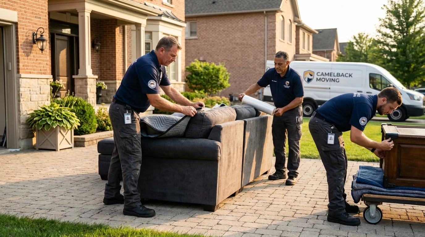 Large estate moving crew wrapping furniture in Towanda, KS