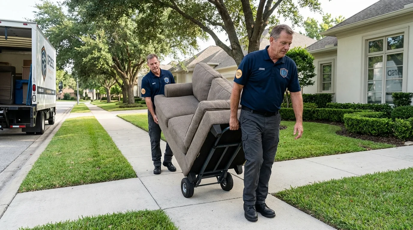 Local residential moving crew loading furniture in Towanda, KS