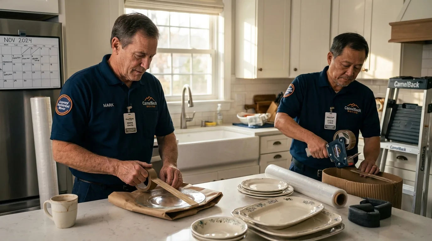 Professional crew packing kitchen dishware in Towanda, KS